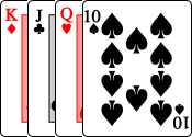 Cards in baccarat 10, jack, queen, king